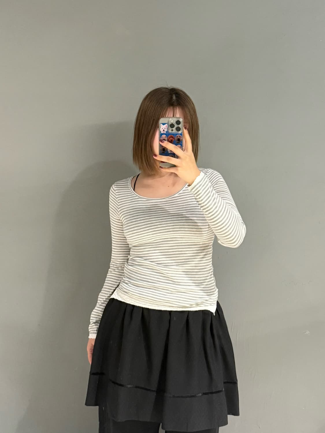 stripe crochet detail long sleeve 상품이미지1