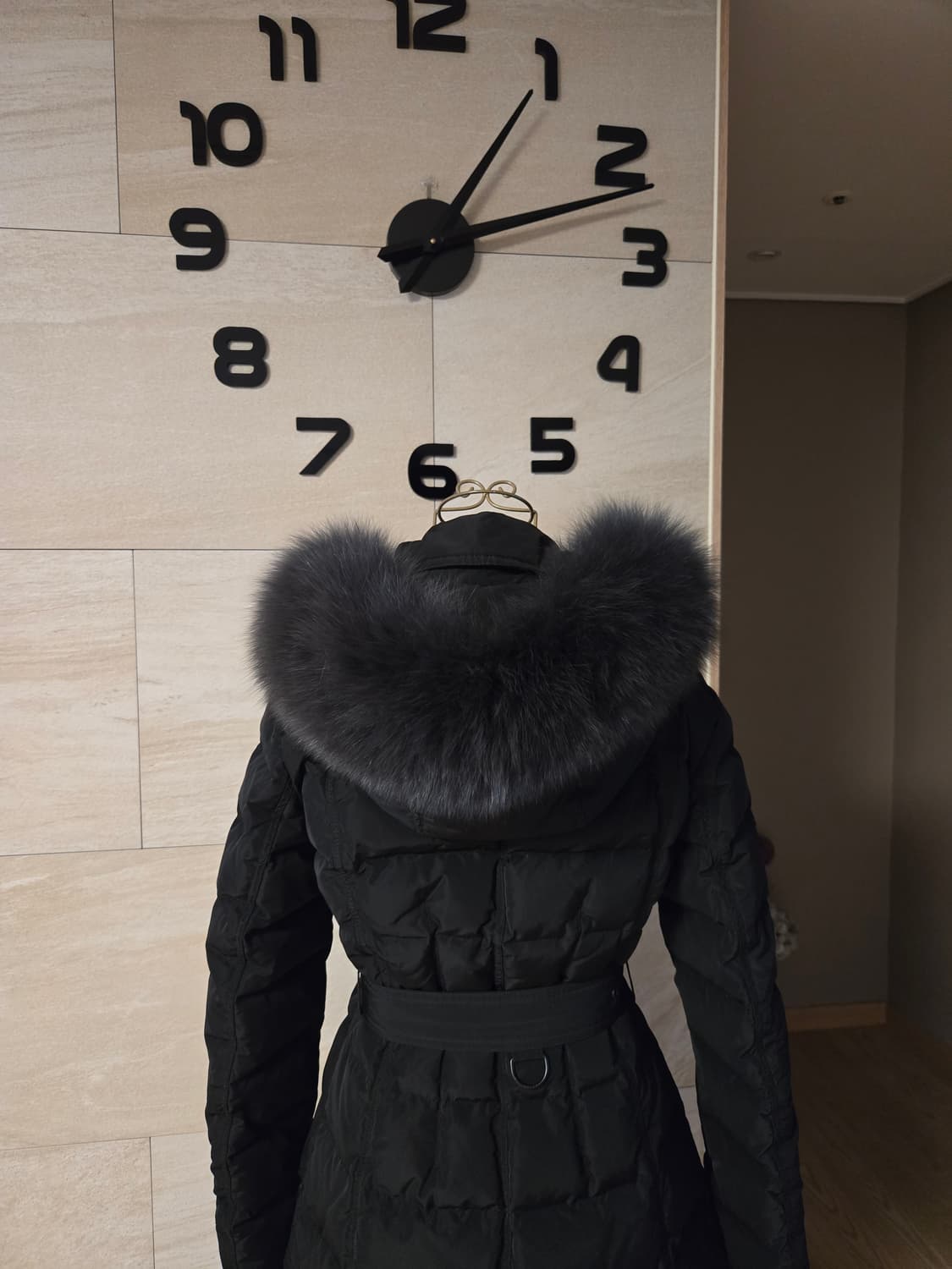 [66] 지컷 폭스퍼 밸트 여성 구스 롱패딩 상품이미지5