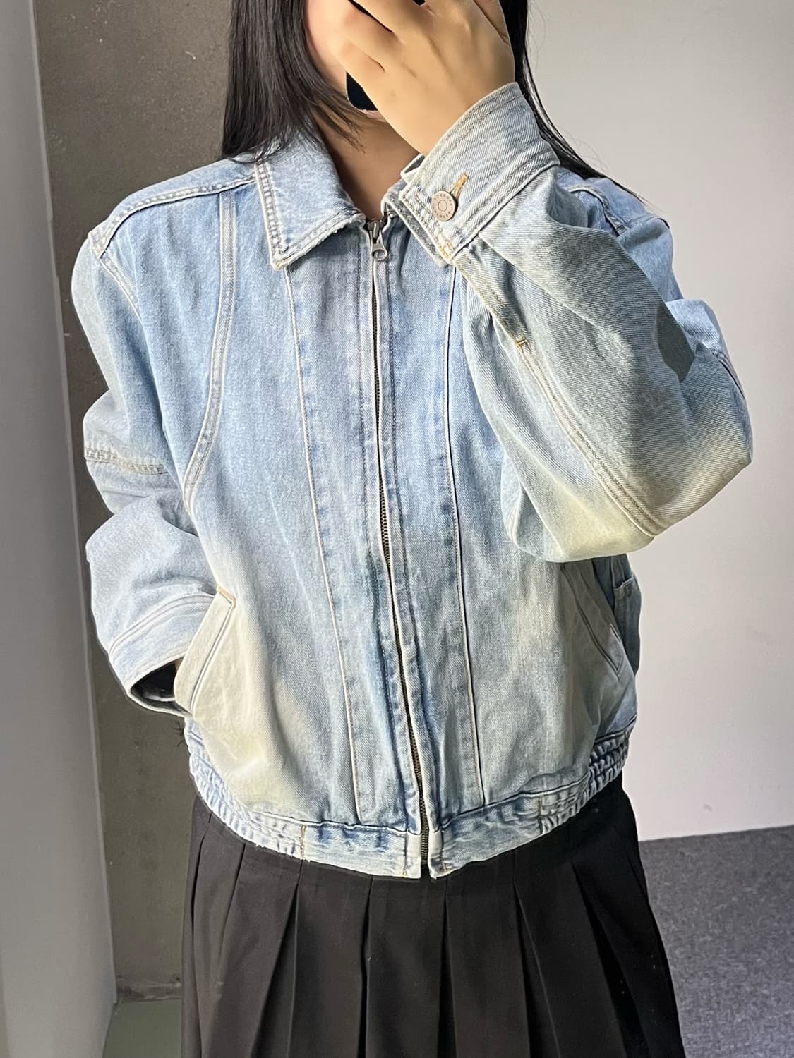 더오픈프로덕트 워시드 데님 봄버 자켓 상품이미지2