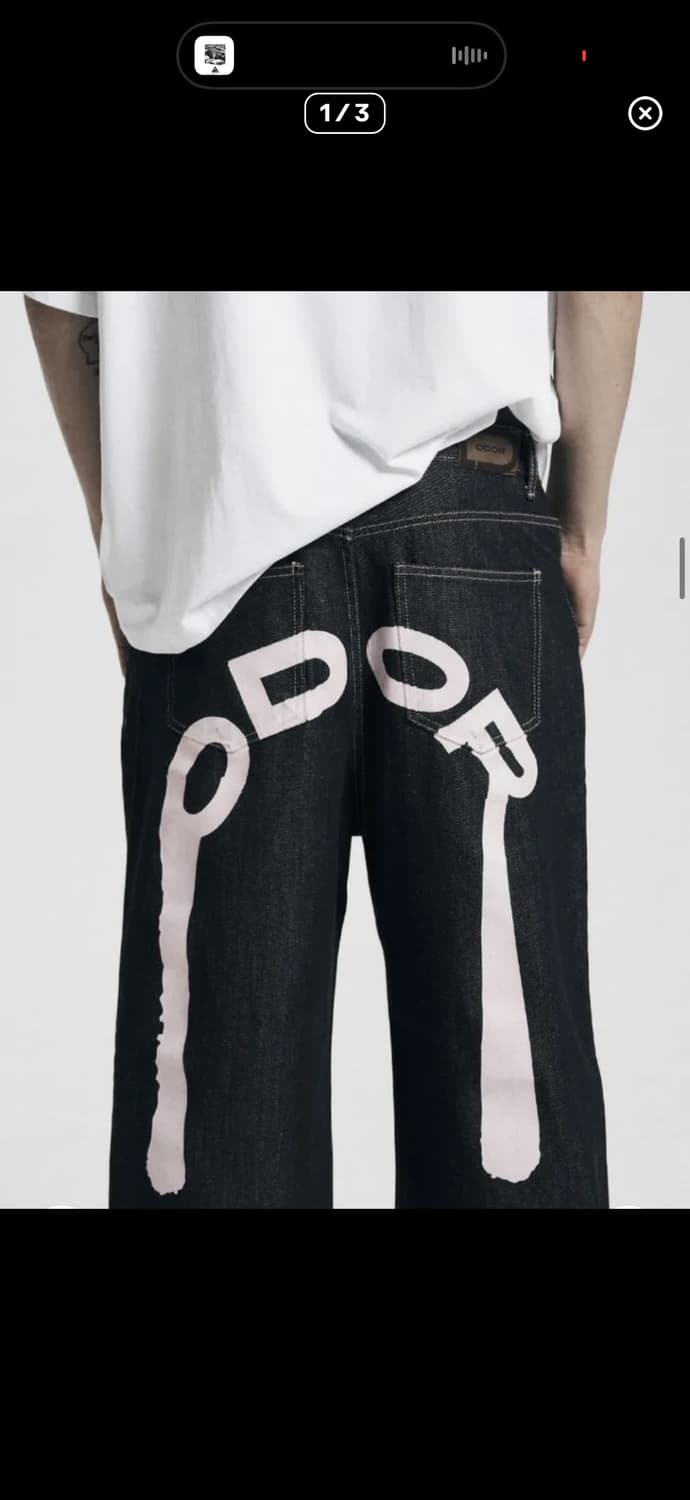 최저가 새상품) 오도어 logo drop denim in pink 상품이미지2