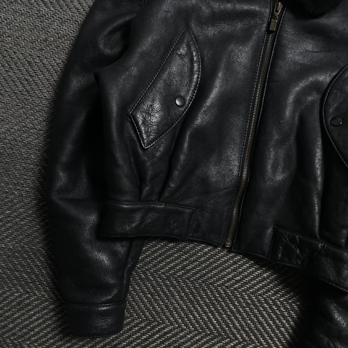 빈티지 아카이브 쉽스킨 레더 크롭 항공 자켓y 5320 상품이미지4