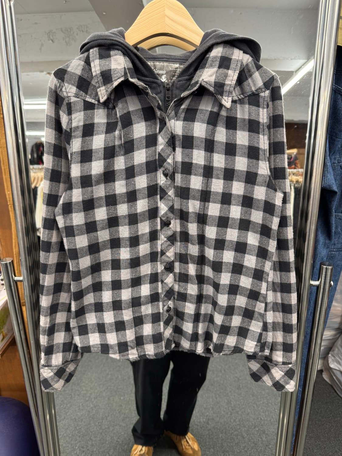 Vestiamo 빈티지 레이어드 후드 체크자켓 상품이미지1