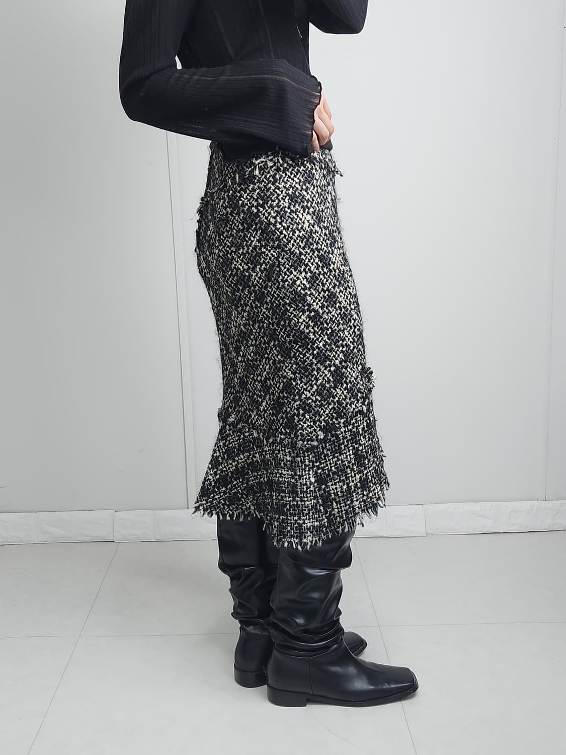 트위드 언발 스커트 상품이미지4