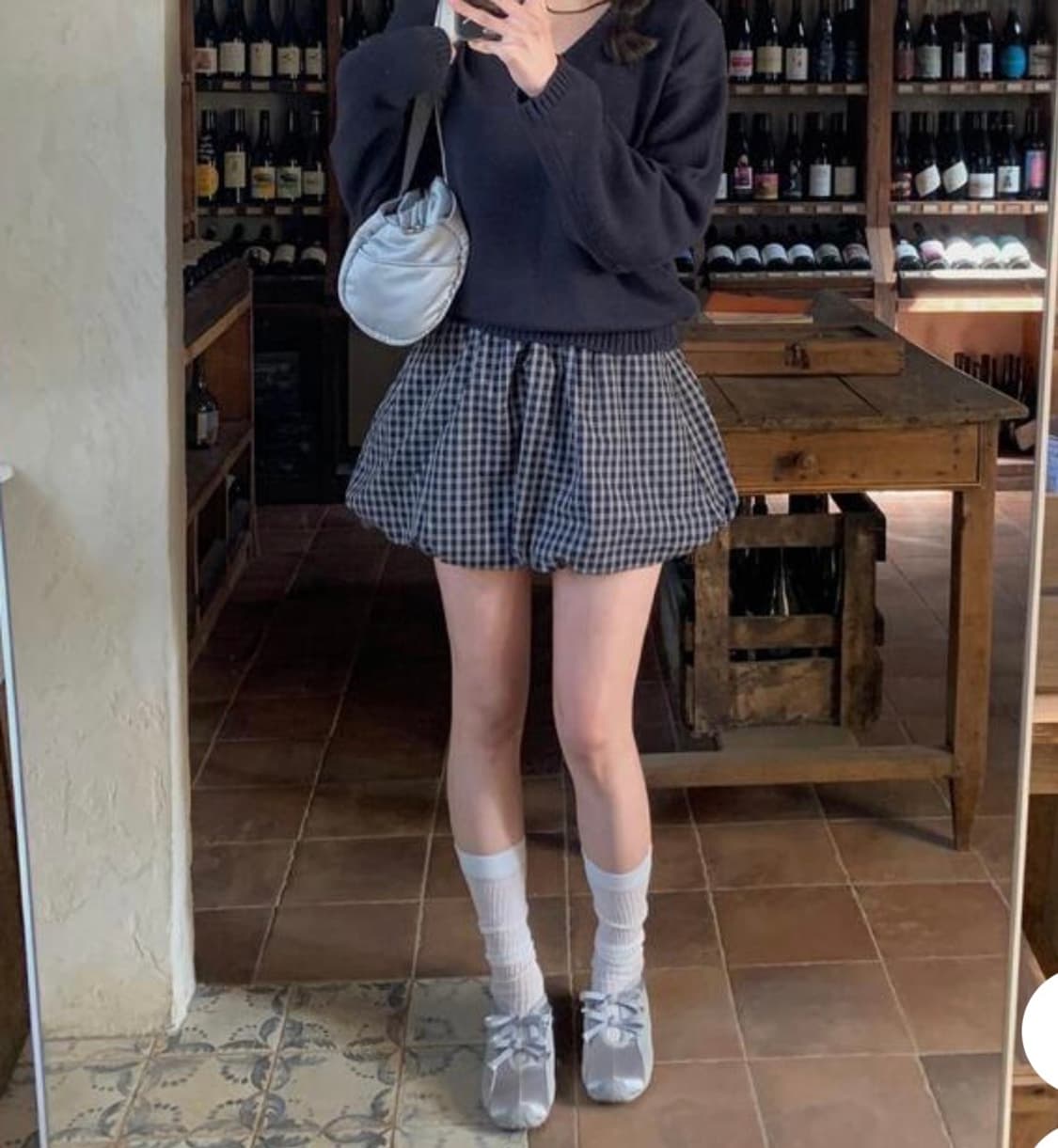 체크 펌킨 미니 벌룬 스커트 상품이미지1