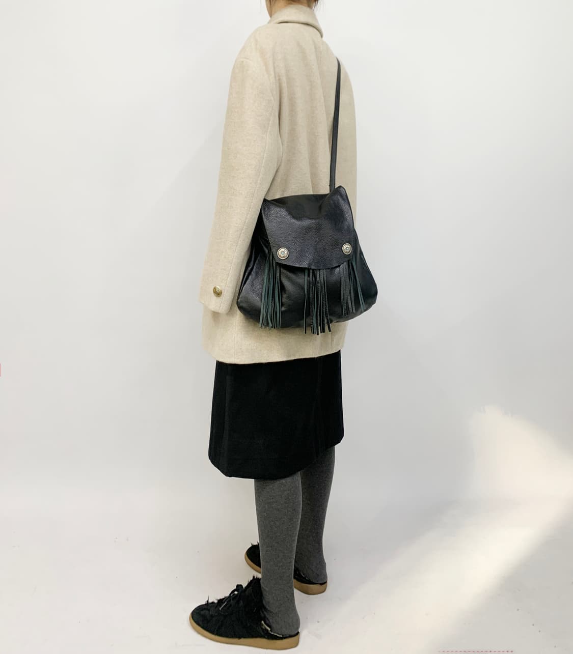 터키석 에스닉 프린지 레더 백 상품이미지8