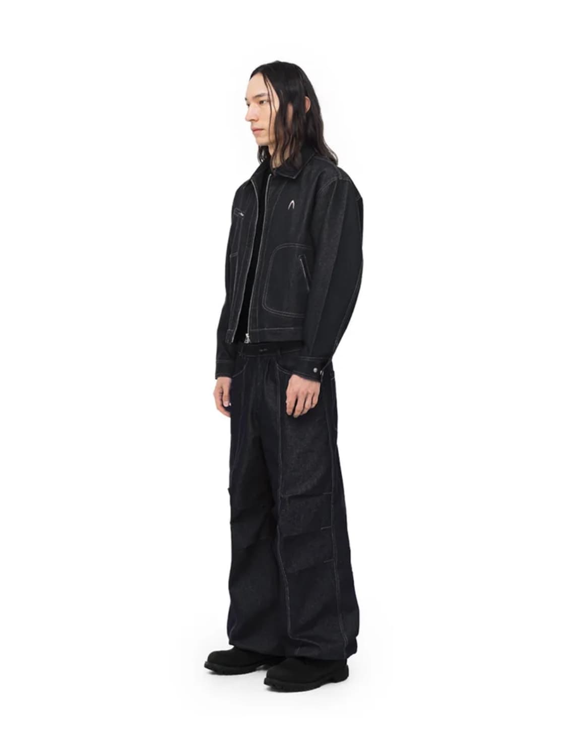 Stitch Zip-up Denim Jacket (Black) 상품이미지3