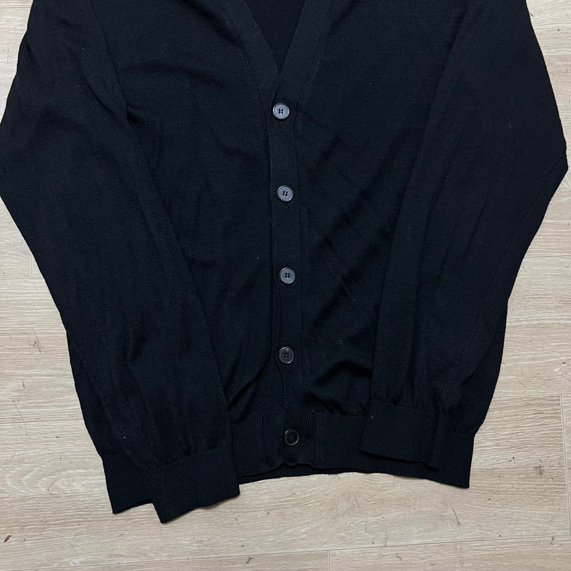 트루젠 캐시미어 미니멀 베이직 니트 가디건 [블랙] XL/105 상품이미지3