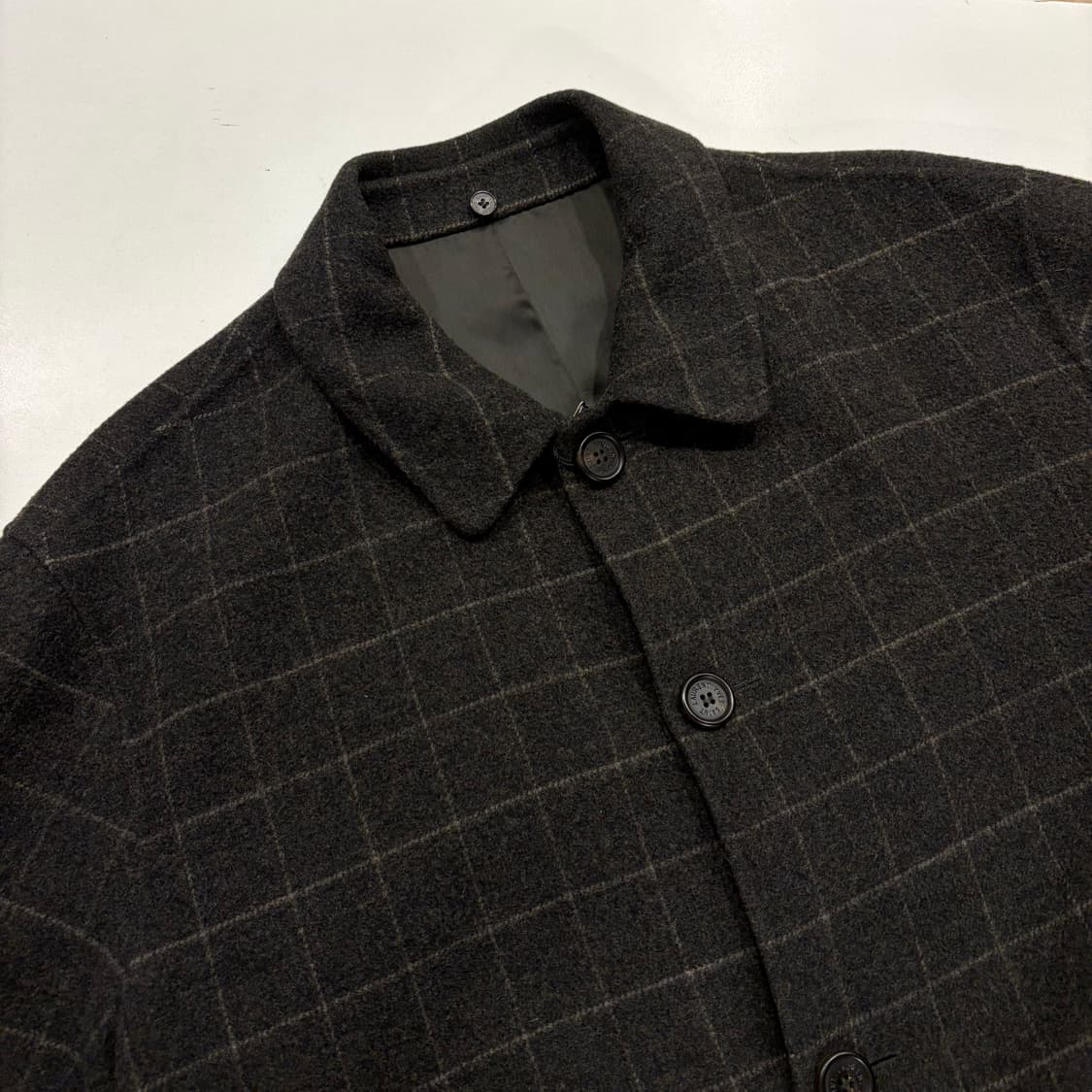 [95] 입생로랑 뿌르 옴므 브라운 울 체크 코트 C135 상품이미지3