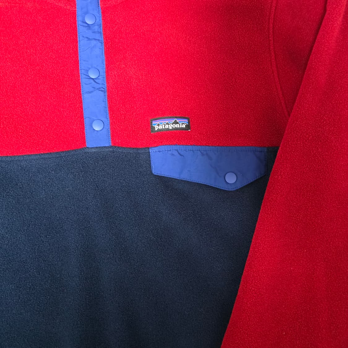 [L] 빈티지 파타고니아 신칠라 스냅 후드 풀오버 레드/네이비 매티보이 상품이미지2