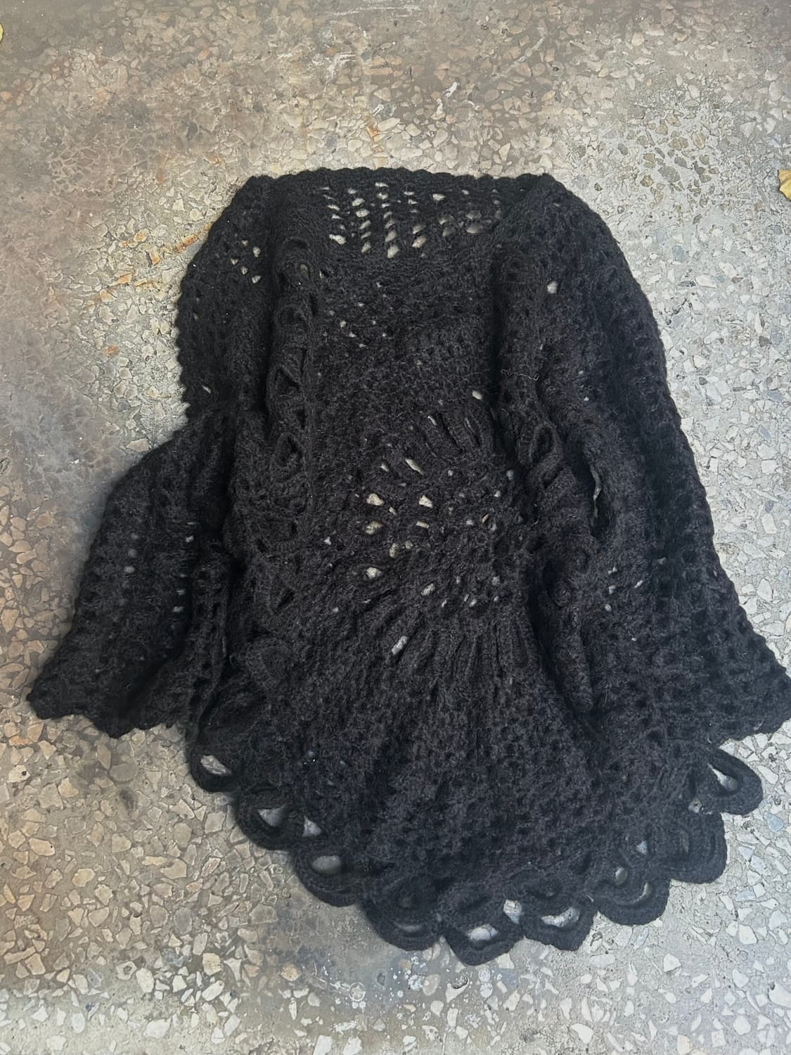 2000s JPN 그물 레이어드 블랙 니트 상품이미지1