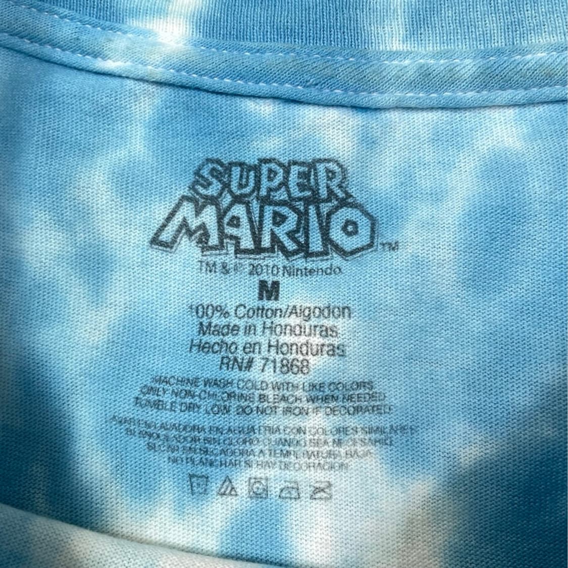 슈퍼마리오 Super Mario 블루 타이다이 그래픽 반팔 티셔츠 M 상품이미지2