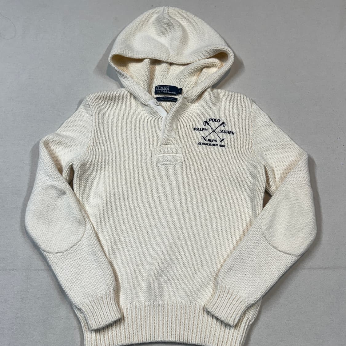 S) 폴로 랄프로렌 헤비코튼 후드 니트 아이보리 상품이미지2