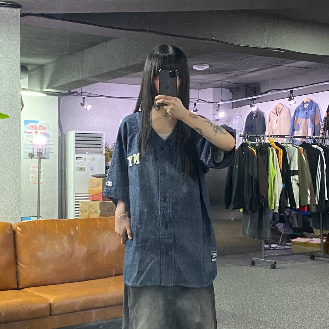 스타터 X 필드플란넬 인디고 블루 데님 베이스볼 자켓  B4529 상품이미지2