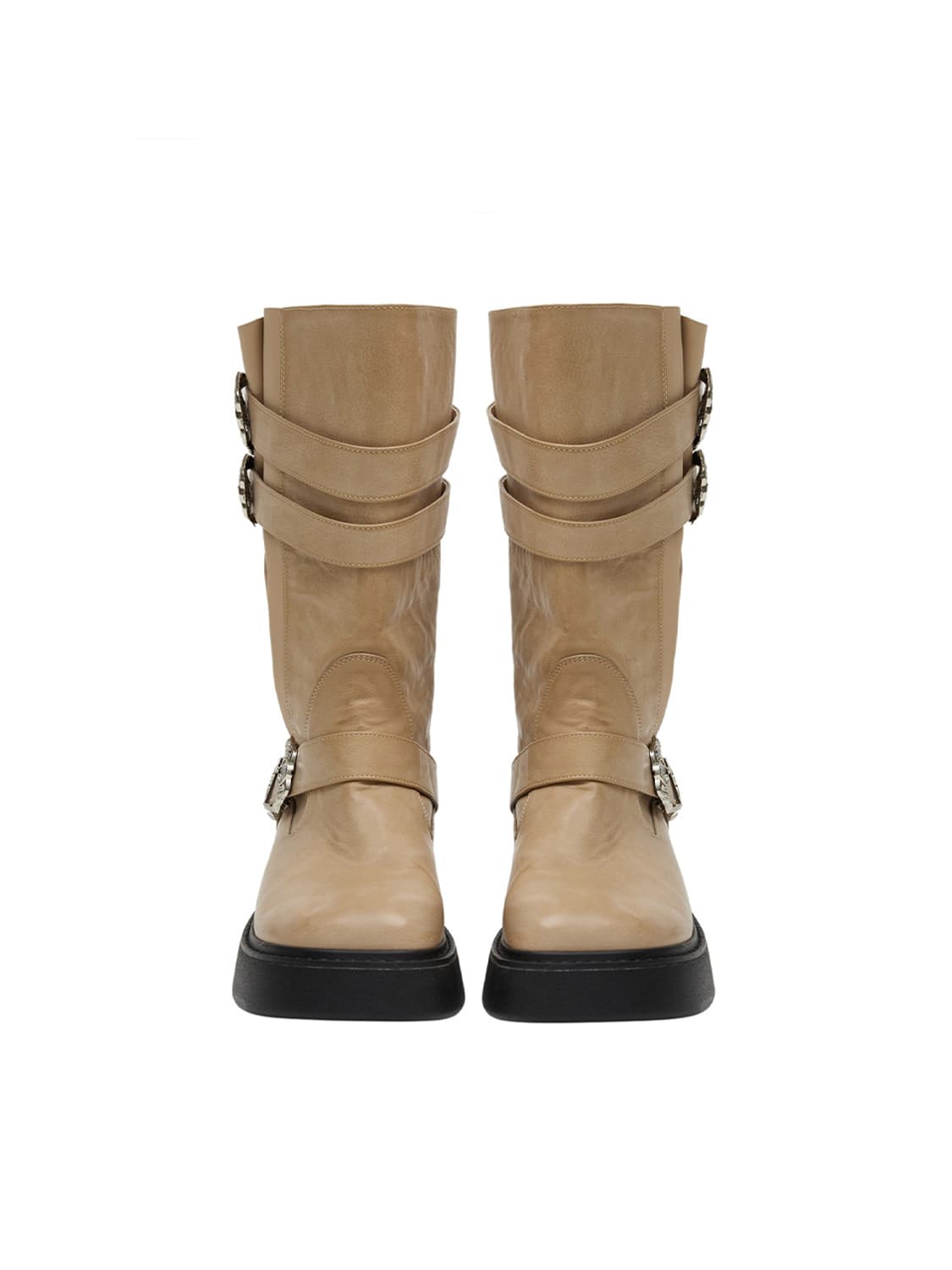 Yeel 웨스턴 버클 폴딩 부츠 베이지 상품이미지4