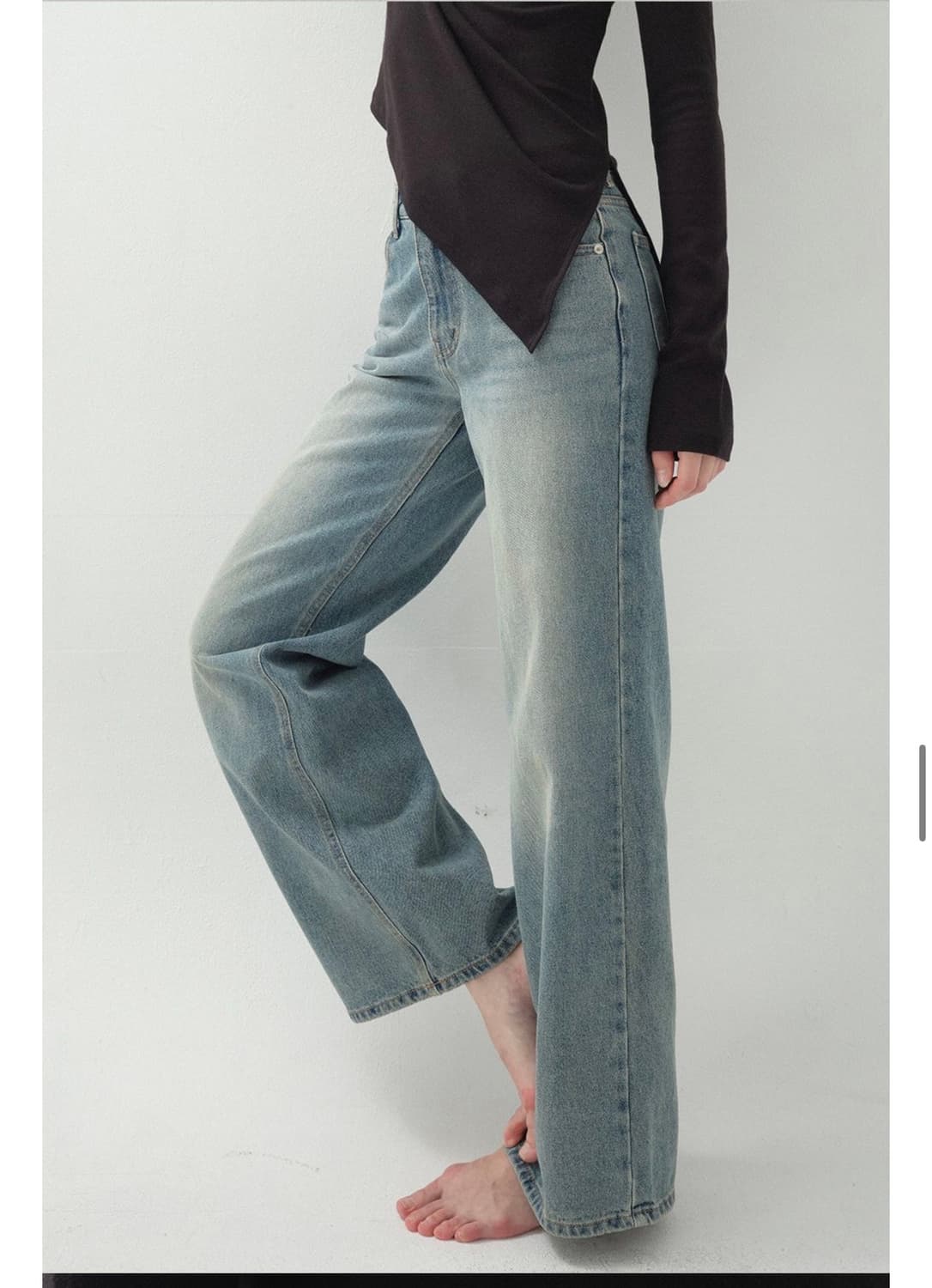 러벤티나 로우 와이드 데님 팬츠 m 상품이미지3