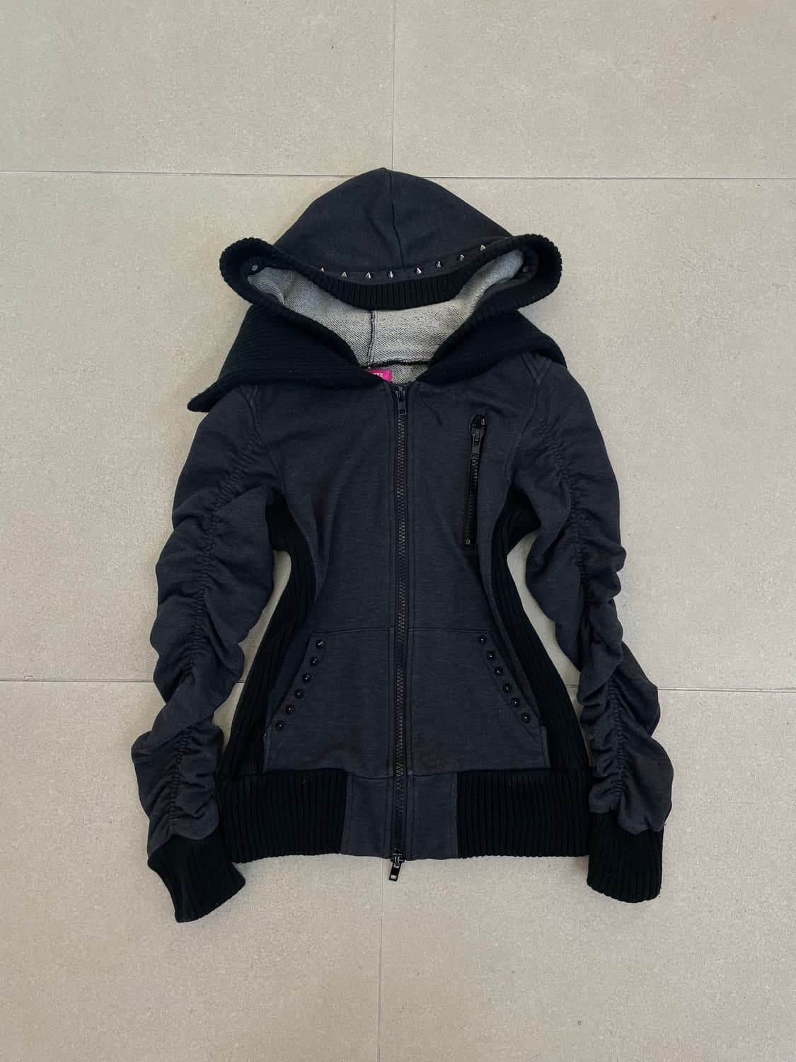 스터드 셔링 투웨이 후드집업 상품이미지2