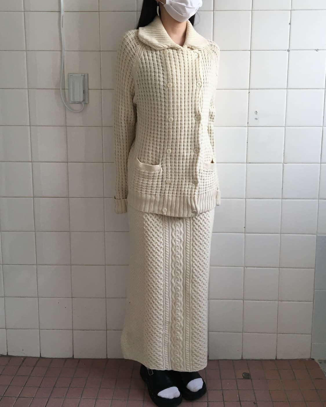 Cable pattern knit long skirt 상품이미지3