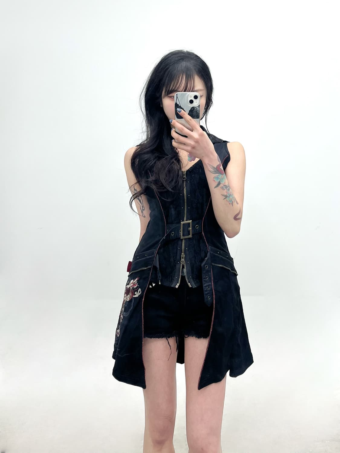 Ozz Croce 드래곤 페인팅 버클 베스트 집업 상품이미지1