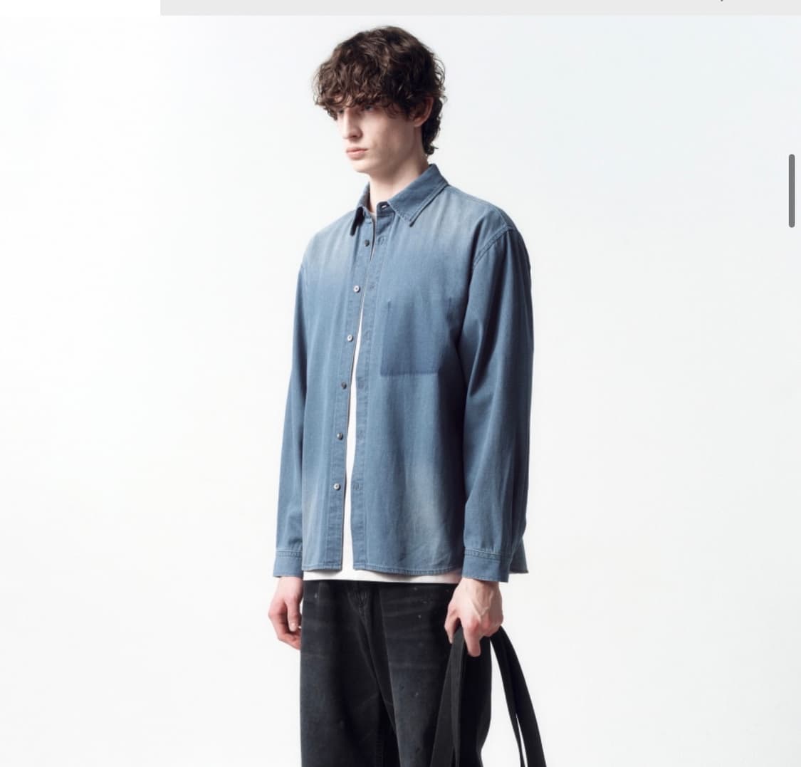 인사일런스 고스트 포켓 데님 셔츠 WASHED BLUE L사이즈 상품이미지1