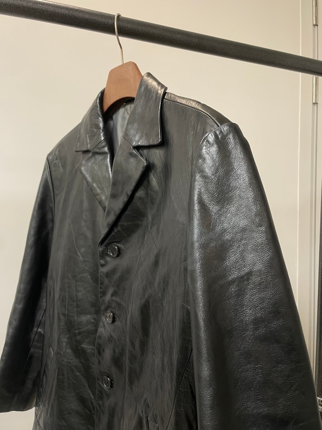 (100) Ziozia 지오지아 카프스킨 송아지 가죽 레더 코트 상품이미지2