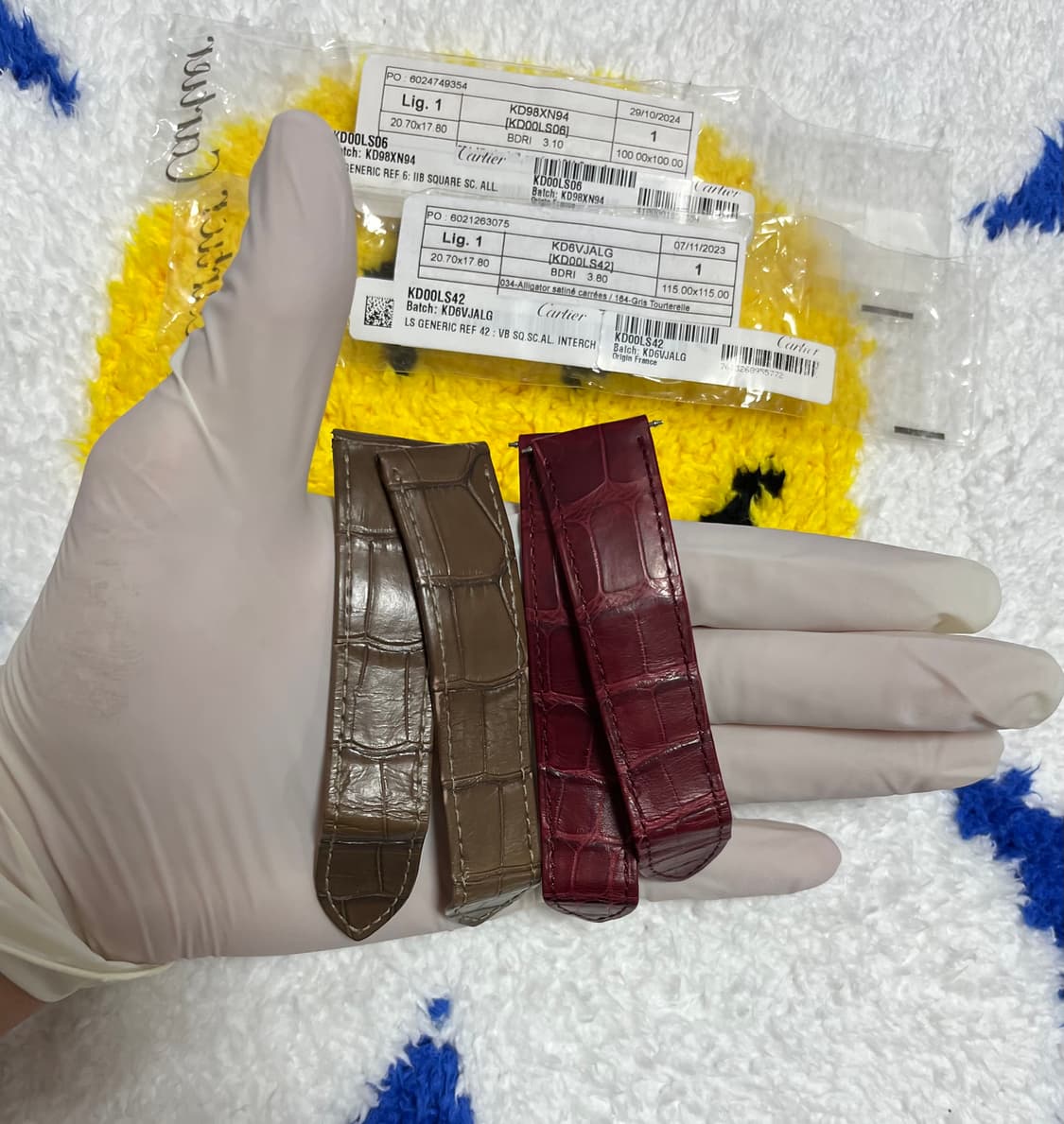 정품) 까르띠에 탱크 L사이즈 악어가죽 20mm (디버클용) 버건디 상품이미지1