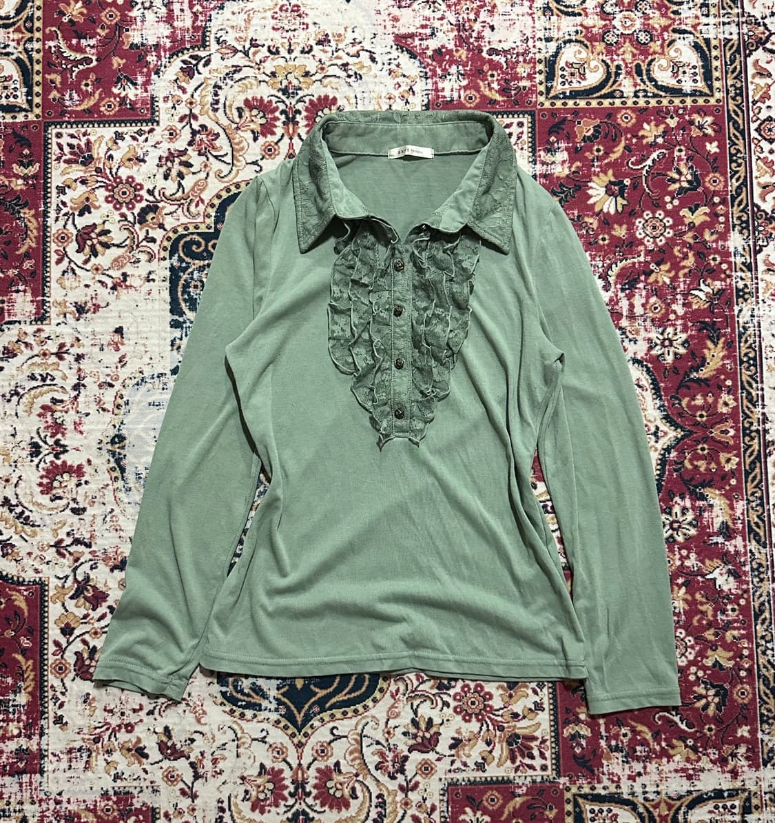 액시즈팜 뮤트 핑크 / 뮤트 카키 카라 롱슬리브리스 상품이미지4