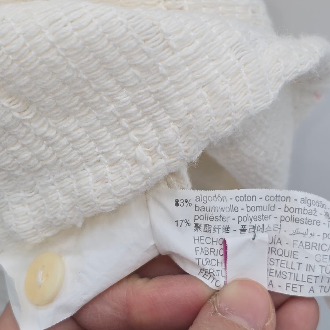 자라 아이보리 반팔 텍스처 셔츠 [D30457] 상품이미지5