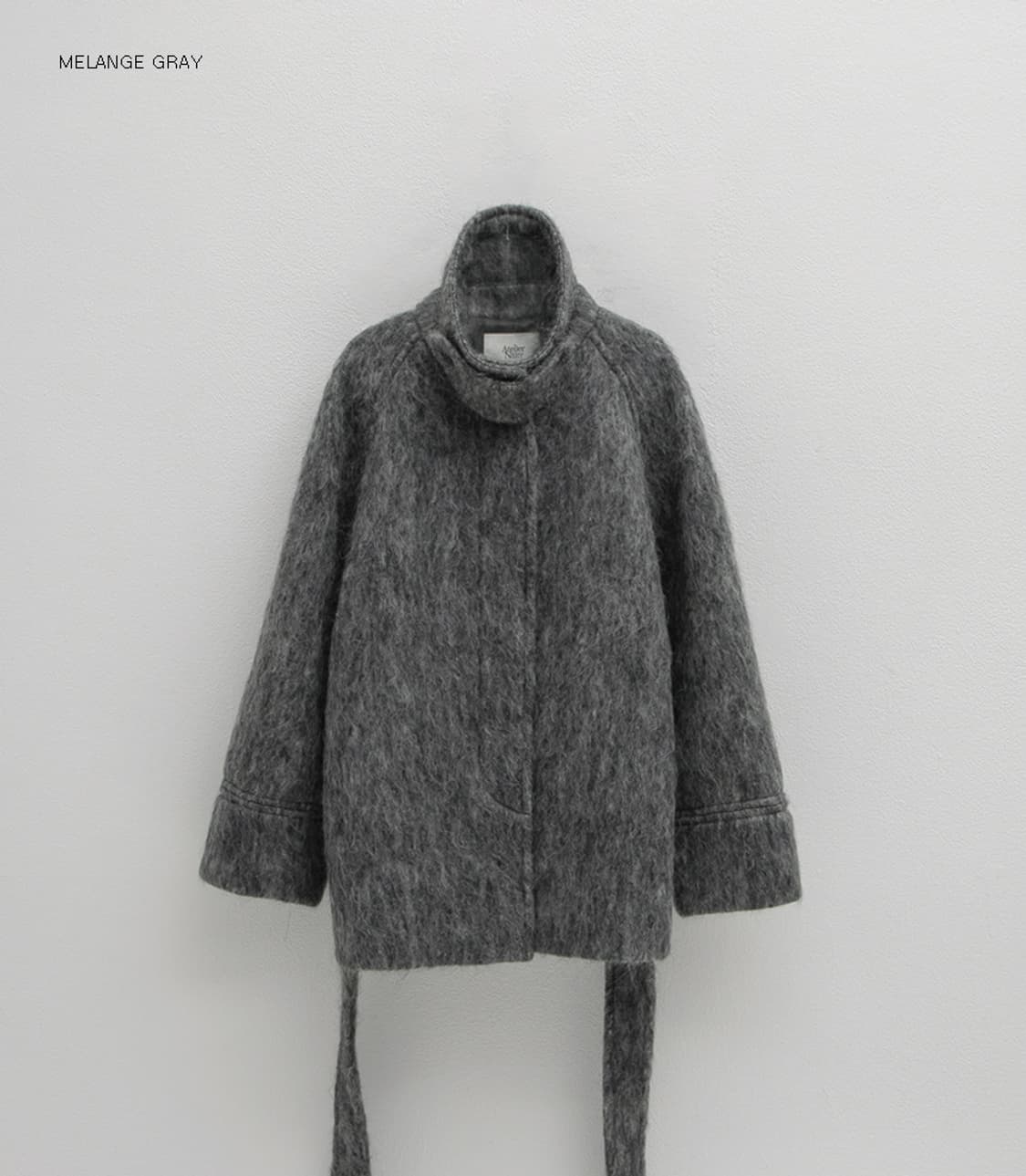 아틀리에나인 헤어리 울 벨티드 하프코트 (멜란지 그레이) 상품이미지1