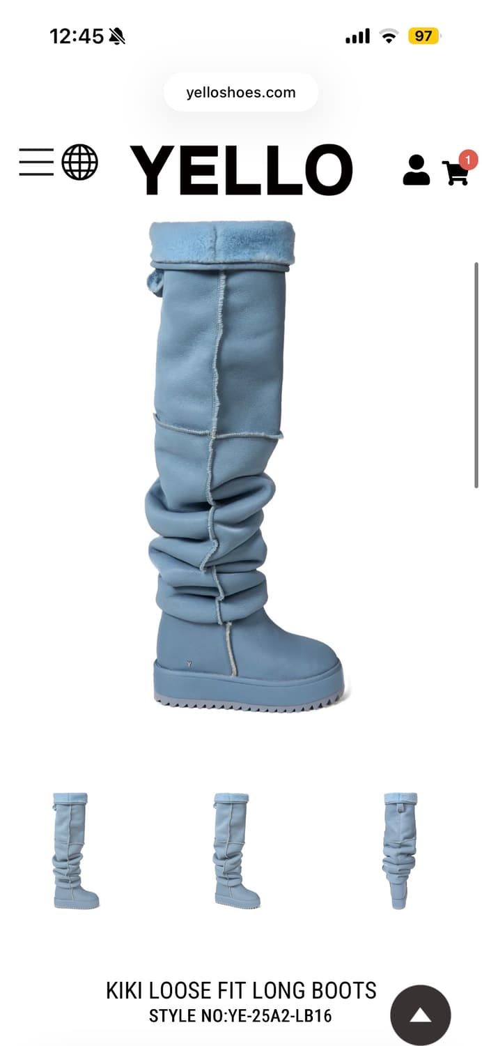 Yello 키키 루즈핏 롱부츠 어그 블루 쿄카 상품이미지1