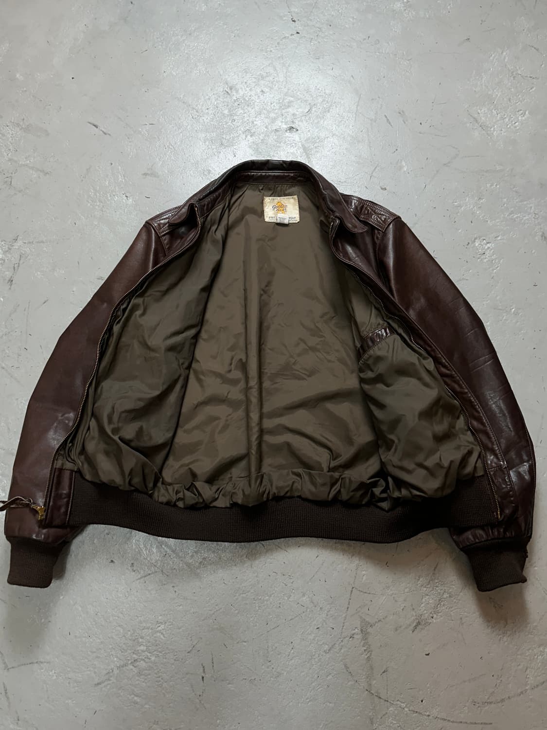 90's USA Made 골든베어 A-2 레더 자켓 빈티지 레더 봄버 상품이미지7