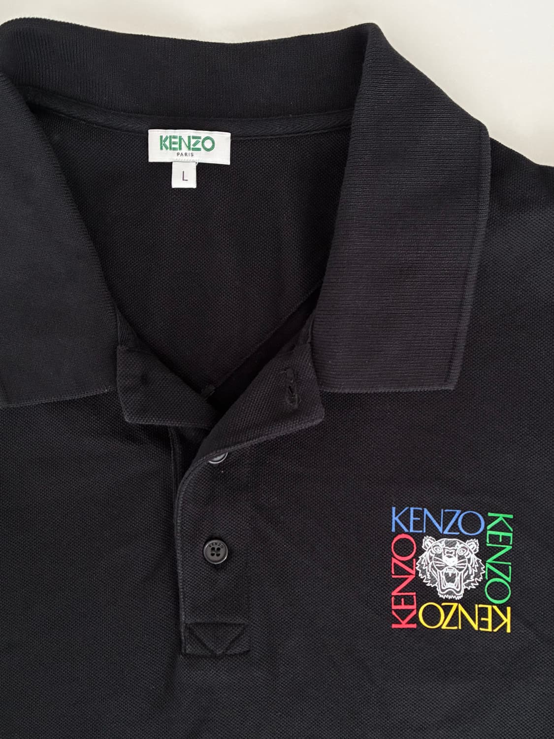 100) 겐조 KENZO 타이거 로고 반팔 카라티 블랙 상품이미지5