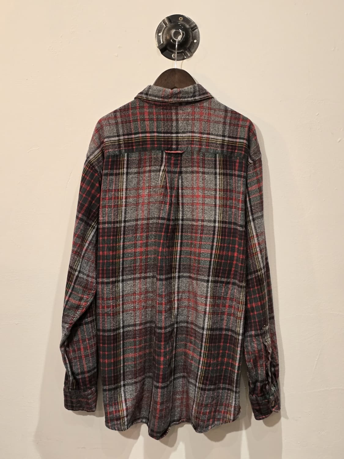 90s BDM Red & Grey Tartan Plaid Flannel  상품이미지5