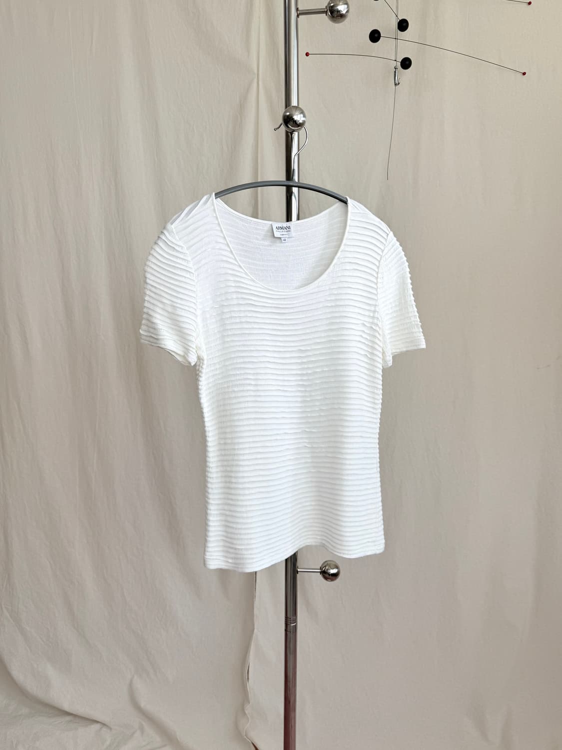 Armani Collezioni 화이트 플리츠 니트 탑 상품이미지2