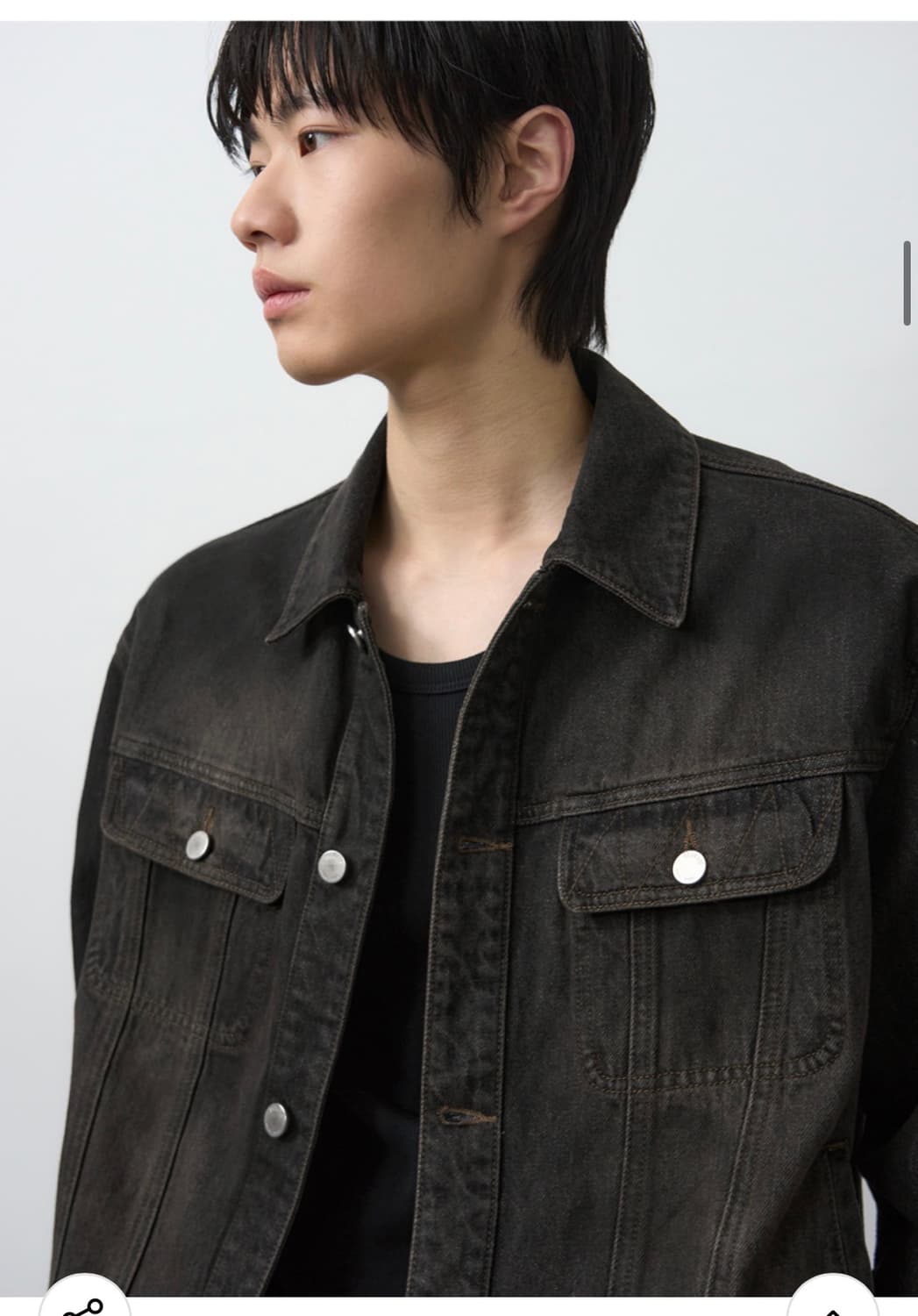 (XL) 드로우핏 로우 스모크 데님 트러커 자켓 [BLACK] 판매 상품이미지7