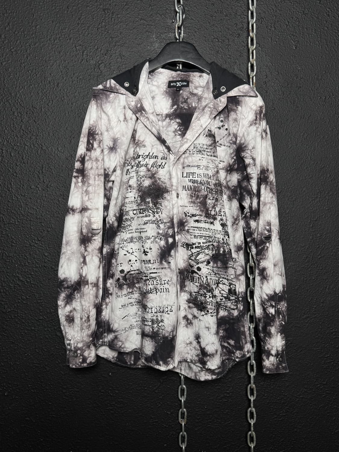 Tie-dye & Lettering Hooded Shirt Jacket  상품이미지6