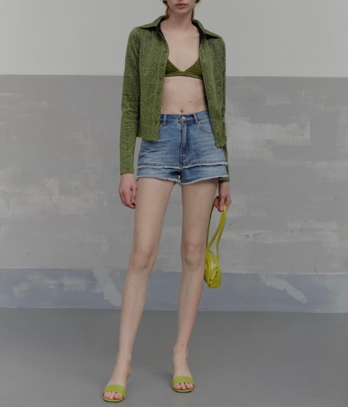 솔티페블 더블 레이어드 컷오프 데님 숏츠 상품이미지1