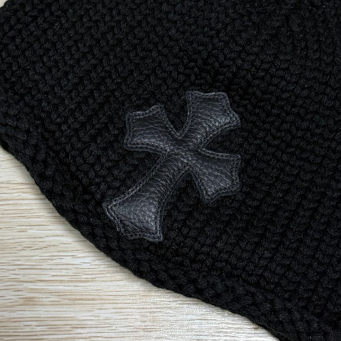 [S+급/OS] 크롬하츠 크로스 레더패치 캐시미어 비니 상품이미지2