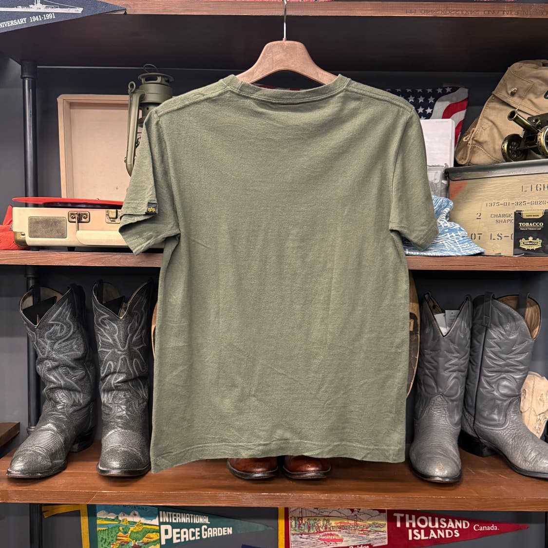 알파 인더스트리 시그니처 심볼 프린팅 반팔 티셔츠 올리브 N843   상품이미지2