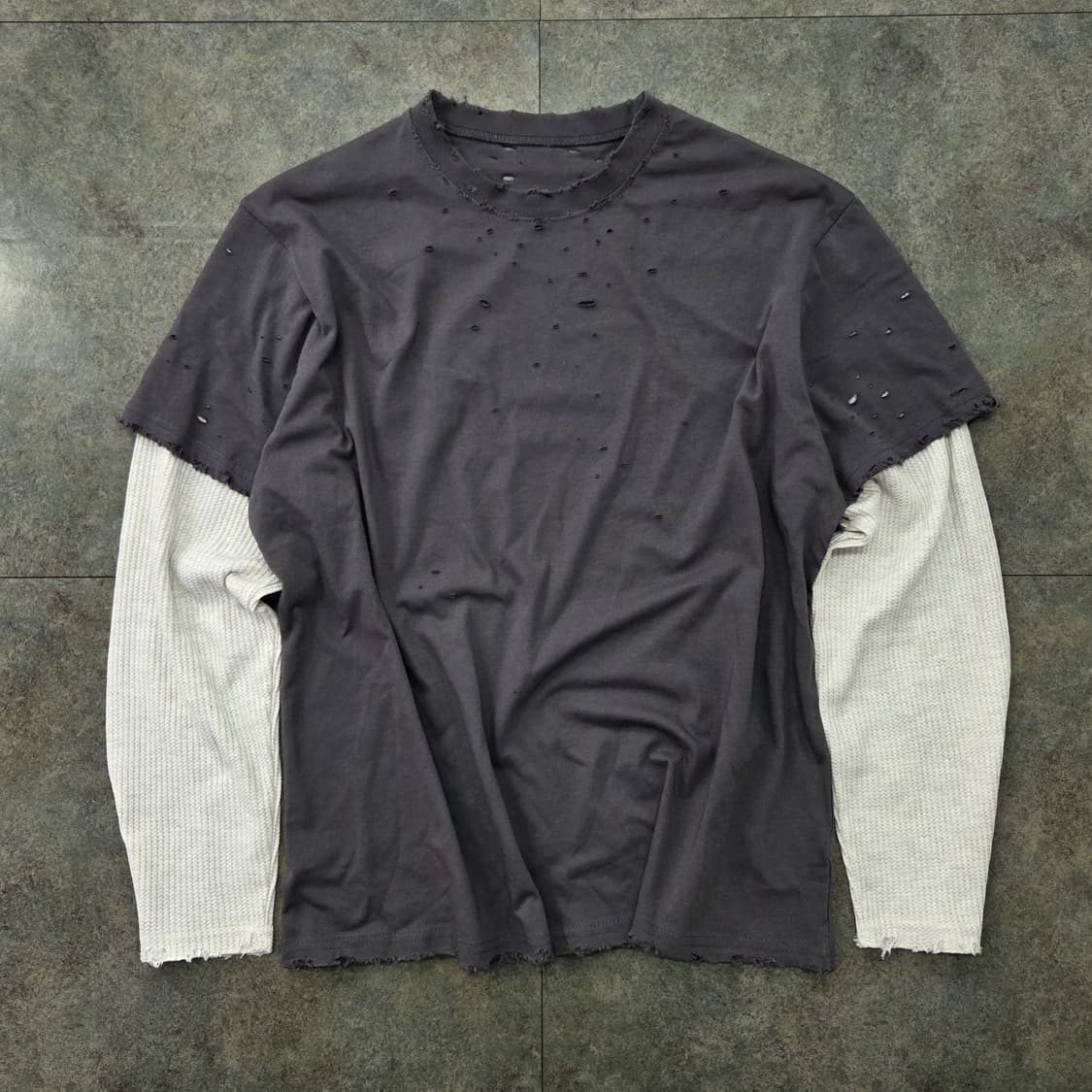 빈티지 와플 긴팔 레이어드 티셔츠 상품이미지2