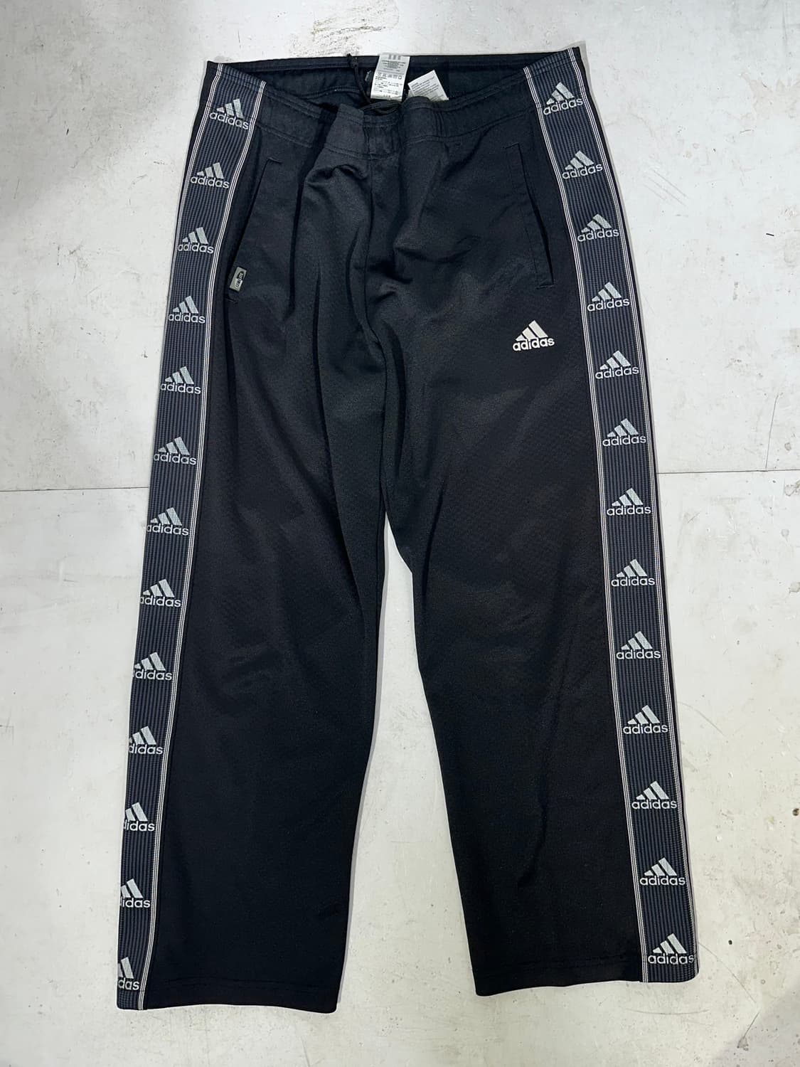 아디다스 블랙 로고 사이드 라인 와이드 추리닝 트레이닝 팬츠 L 상품이미지4
