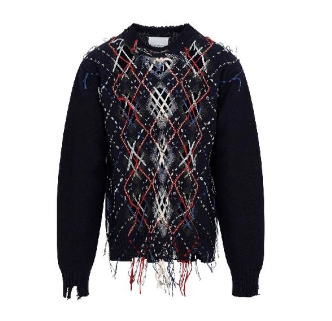 메종마르지엘라 컷아웃 아가일 언피니쉬 니트 M (택달린 새상품) 상품이미지1