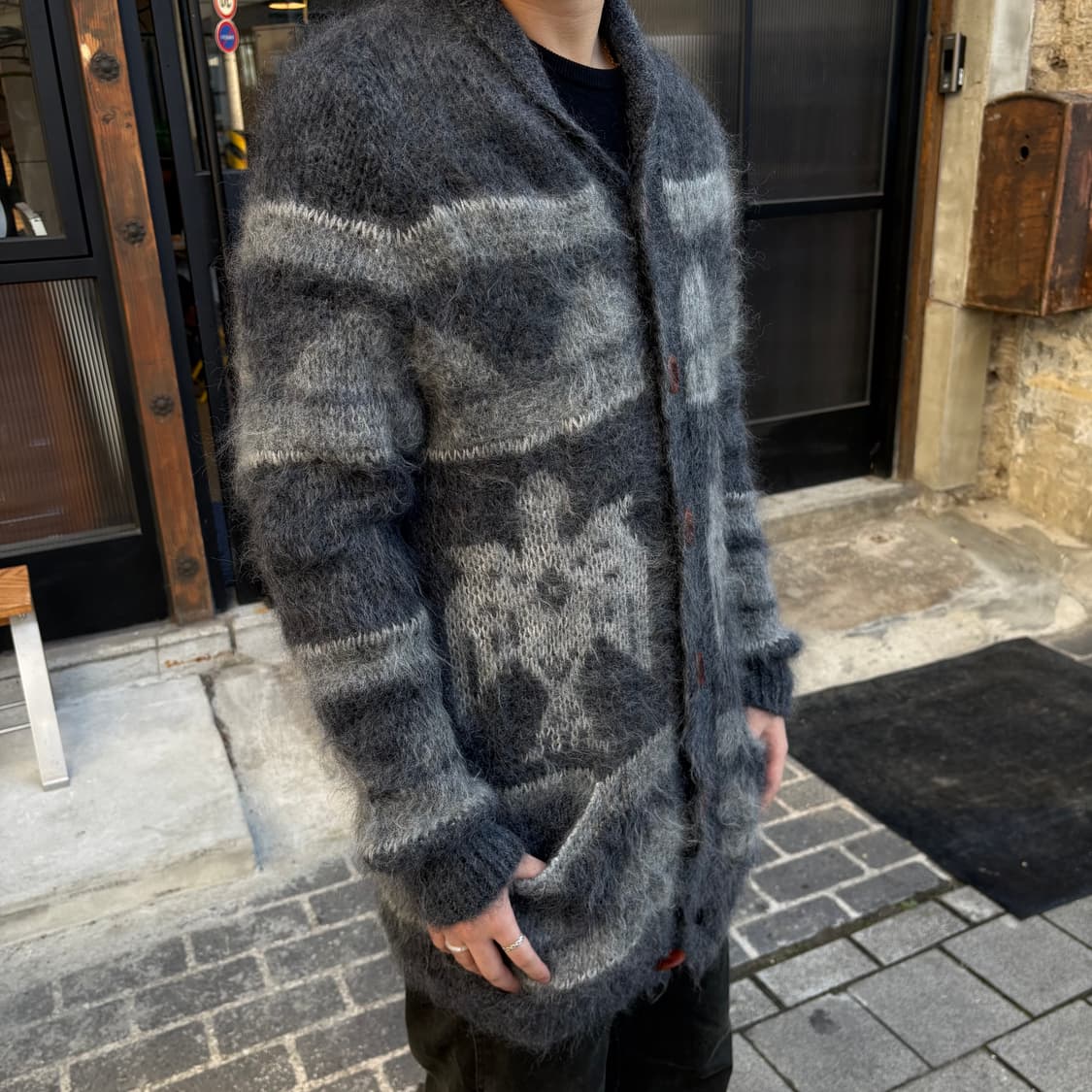 간류 x 꼼데가르송 독수리 패턴 모헤어 가디건(AD2010) 상품이미지2