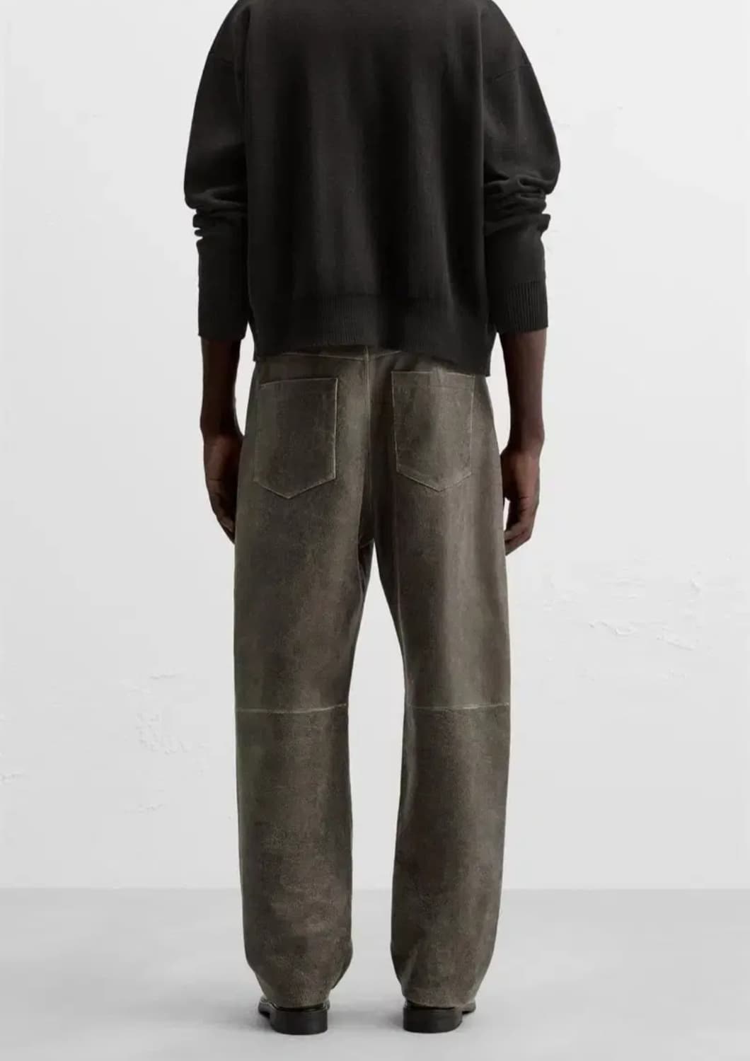 (42) 새상품 zara 자라 가죽바지 페이드 이펙트 레더 트라우저 상품이미지2