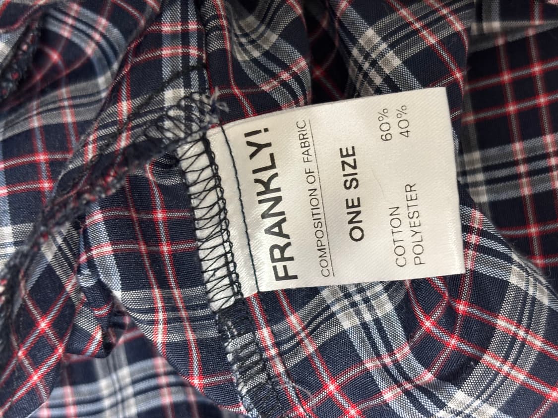 frankly 프랭클리 체크 러플 파자마 세트 네이비 레이스 원피스 상품이미지5