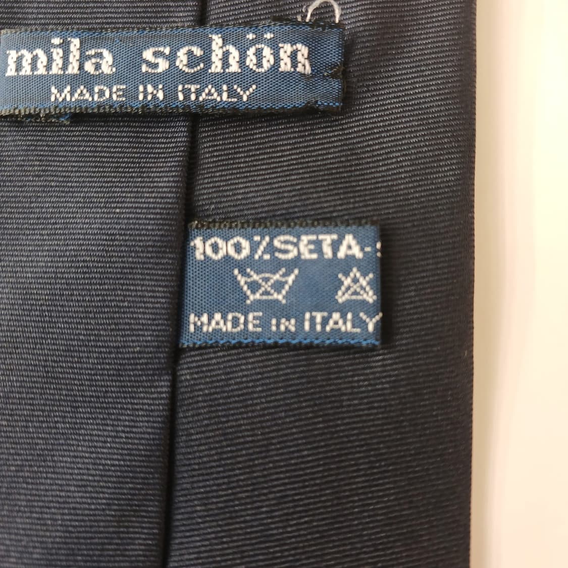 밀라숀 실크 네이비&그린 로고 자카드 넥타이 9cm A+등급 A19116 상품이미지7