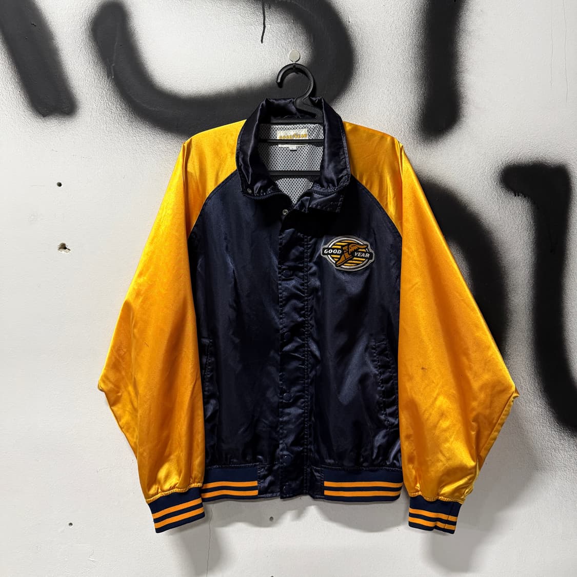 VTG 빈티지 올드스쿨 빅 프린팅 레이싱 사틴 바시티 자켓 상품이미지2