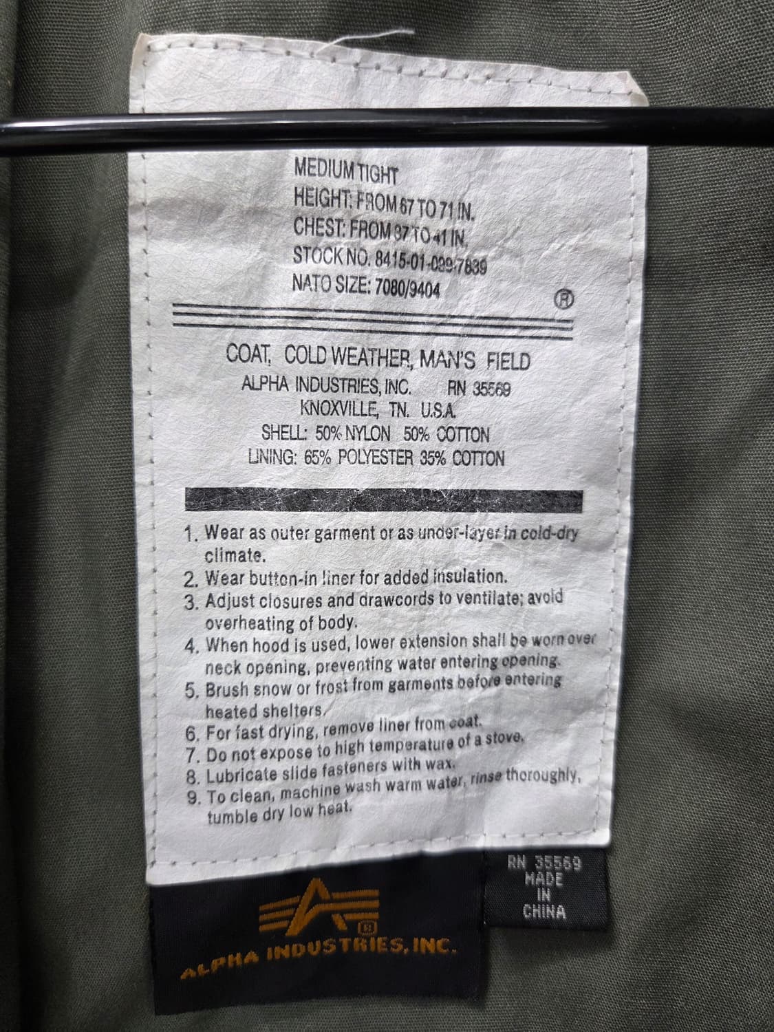 M 알파인더스트리 M-65 필드 코트 올리브 상품이미지3