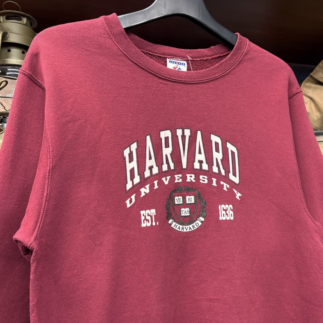 90s JERZEES 하버드 칼리지 프린팅 스웻셔츠 크림슨버건디 N702 상품이미지3