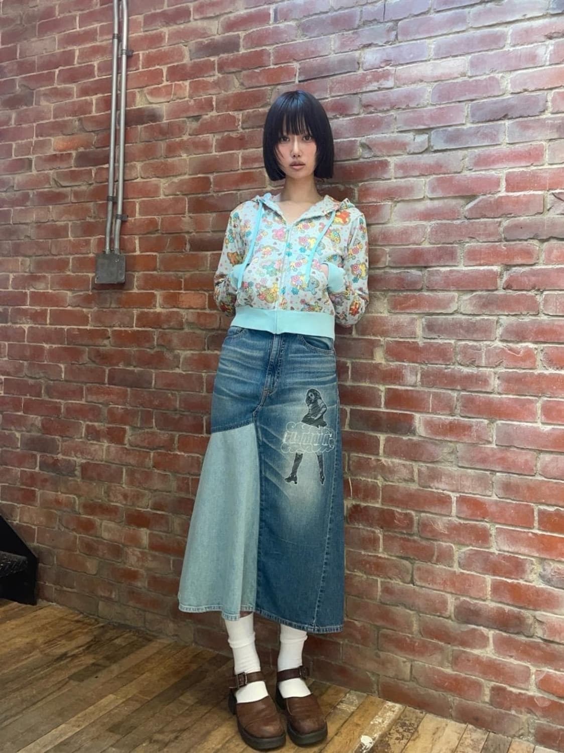 히스테릭글래머 VIXEN GIRL 자수 데님 롱스커트 상품이미지2