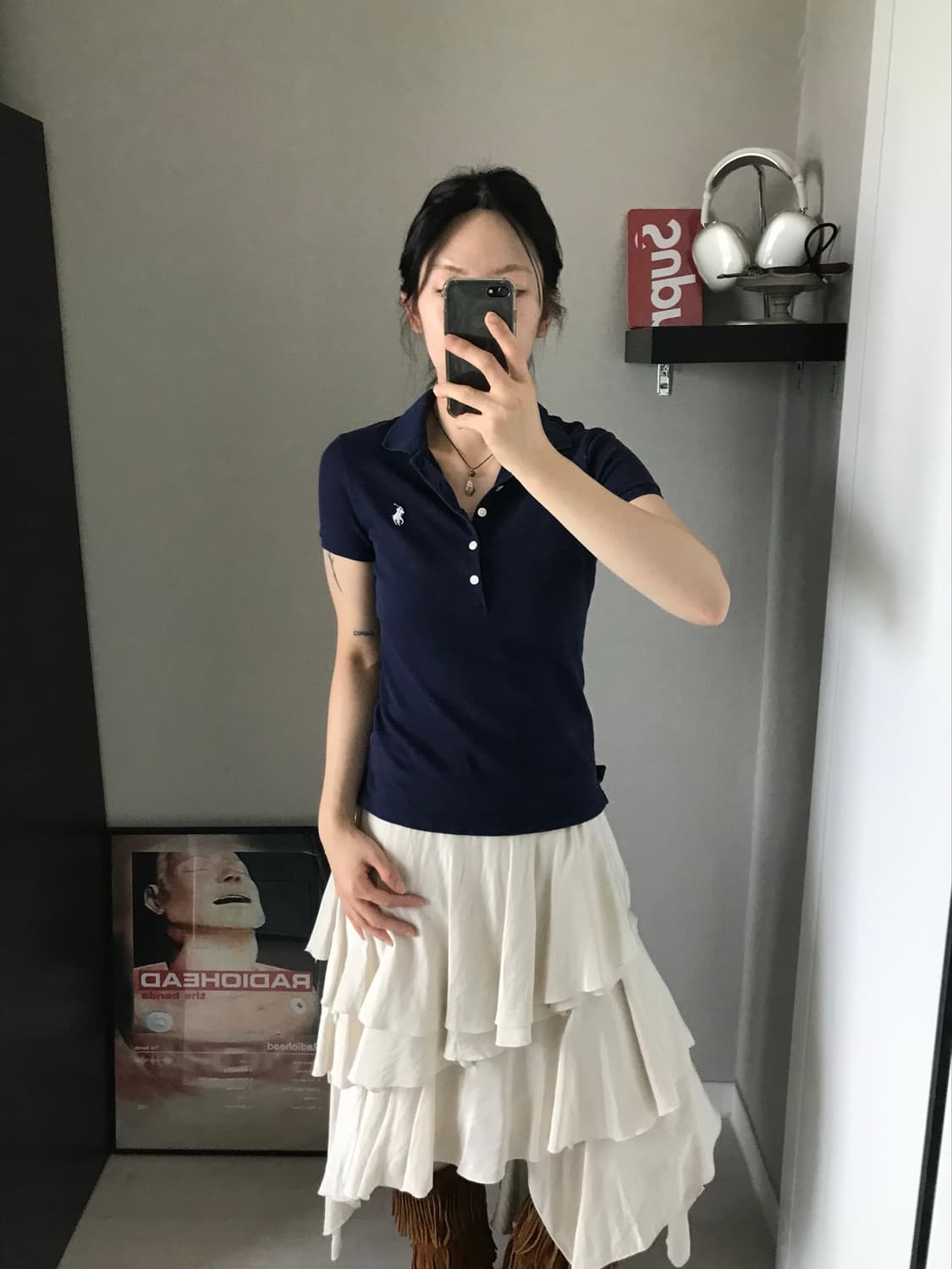 폴로 랄프로렌 여성 재팬라인 포니로고 네이비 카라티 상품이미지1
